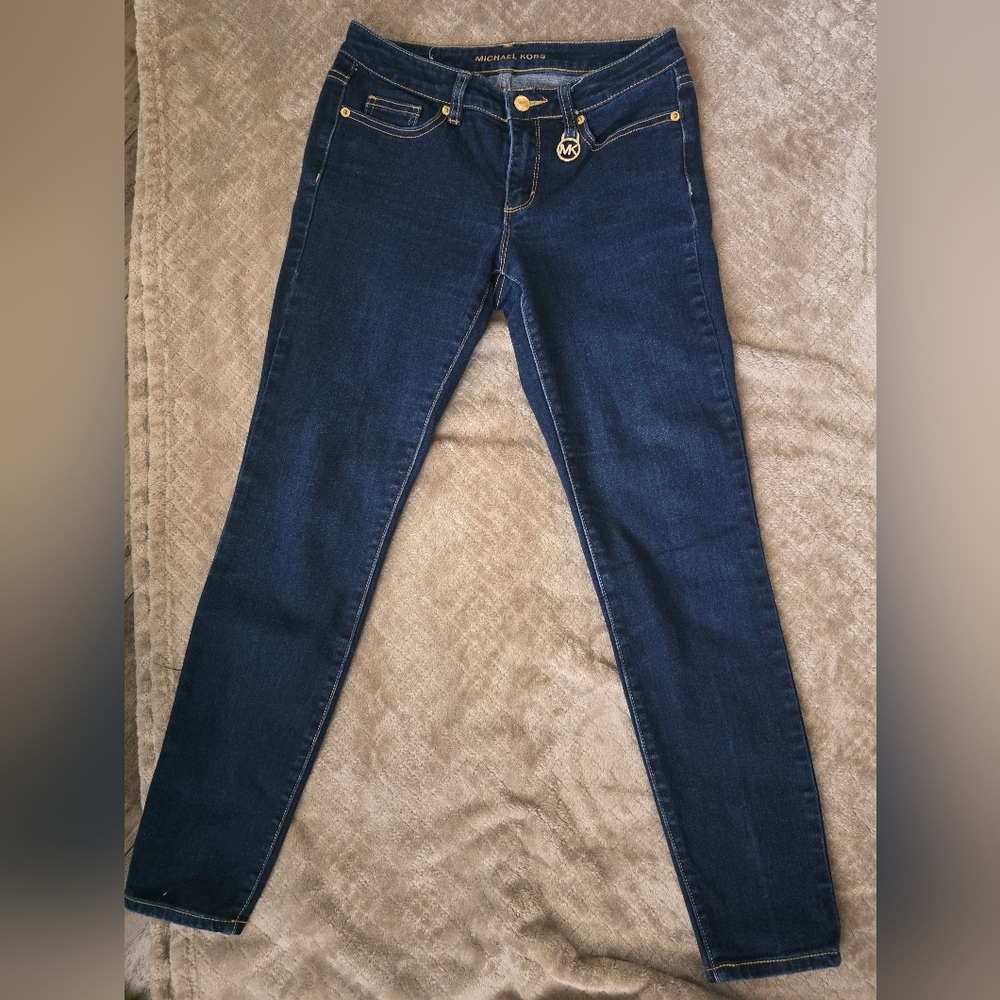 * Michael Kors Women's Jeans Izzy Skinny Sz 2 Dark Wash Blue Stretch‎